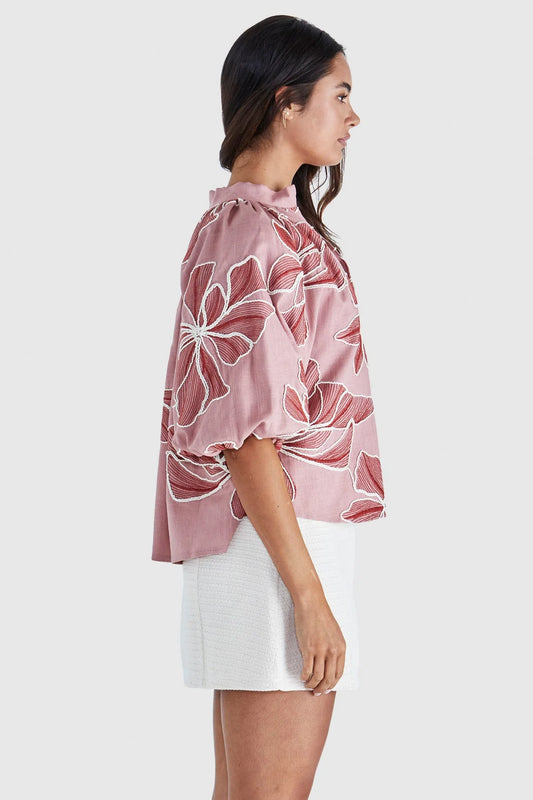 Finley top, red & pink