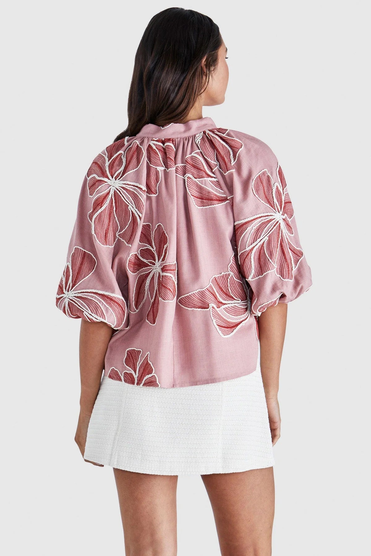Finley top, red & pink