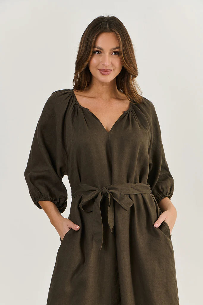 Linen dress, espresso