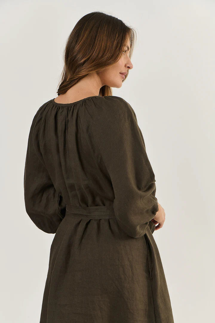 Linen dress, espresso