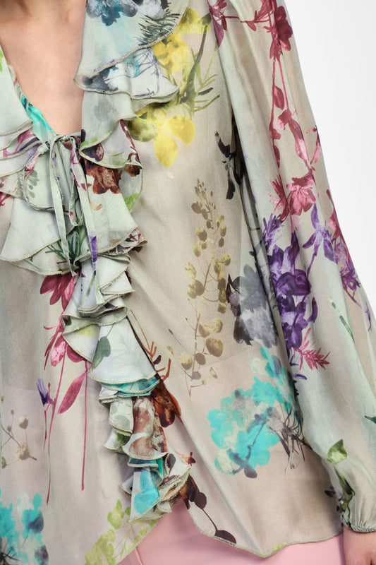 Camicia green floral blouse