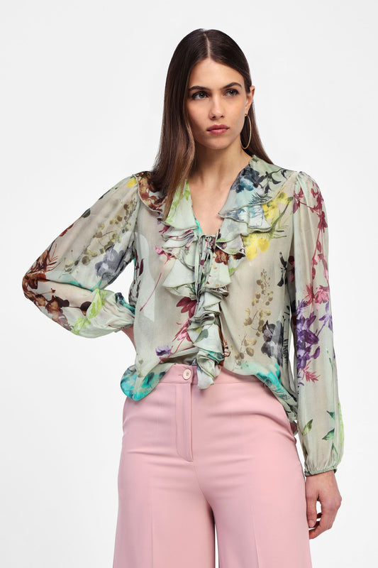Camicia green floral blouse