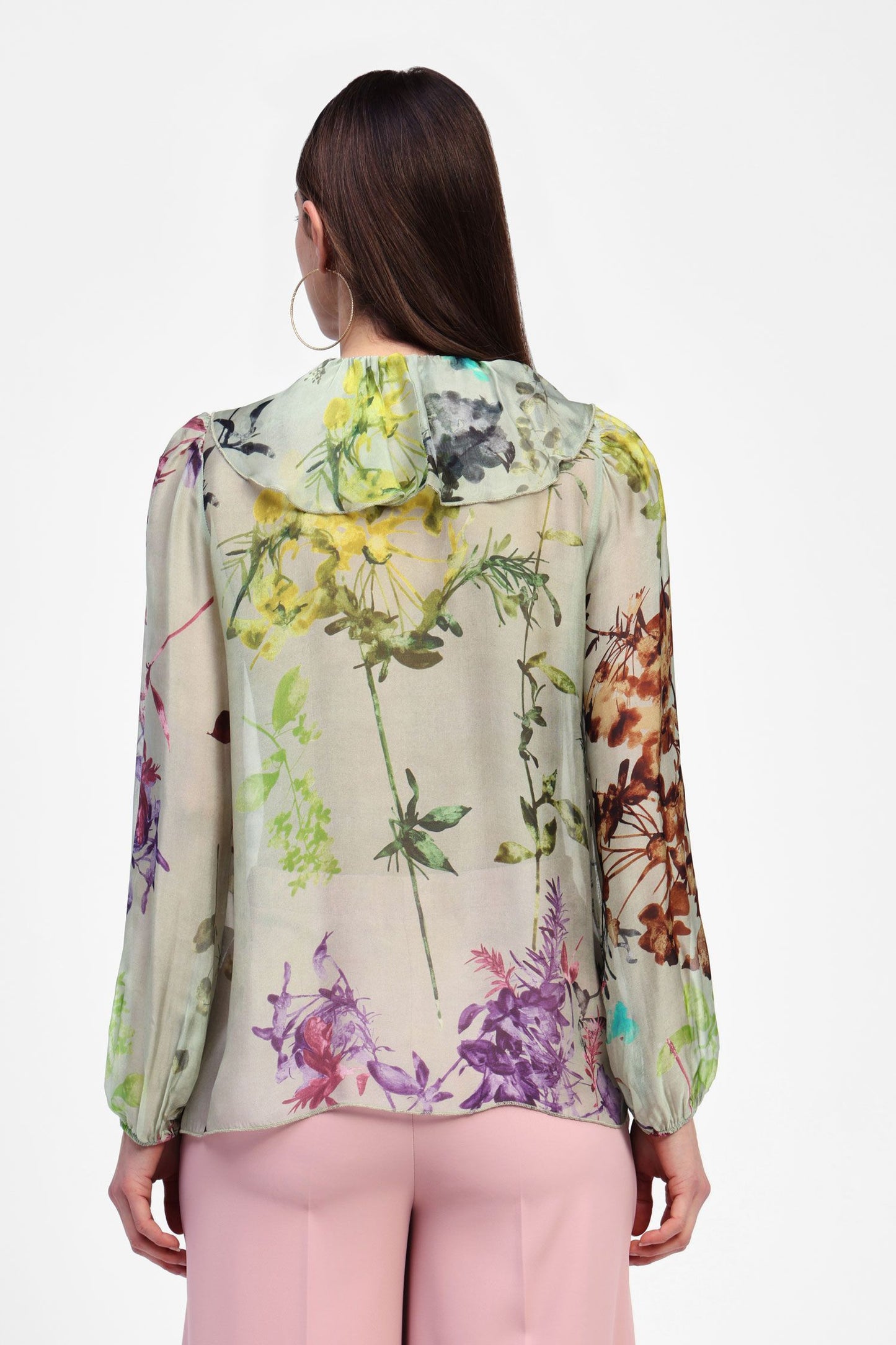 Camicia green floral blouse