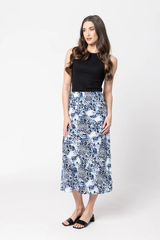 Milan bias skirt, water leopard