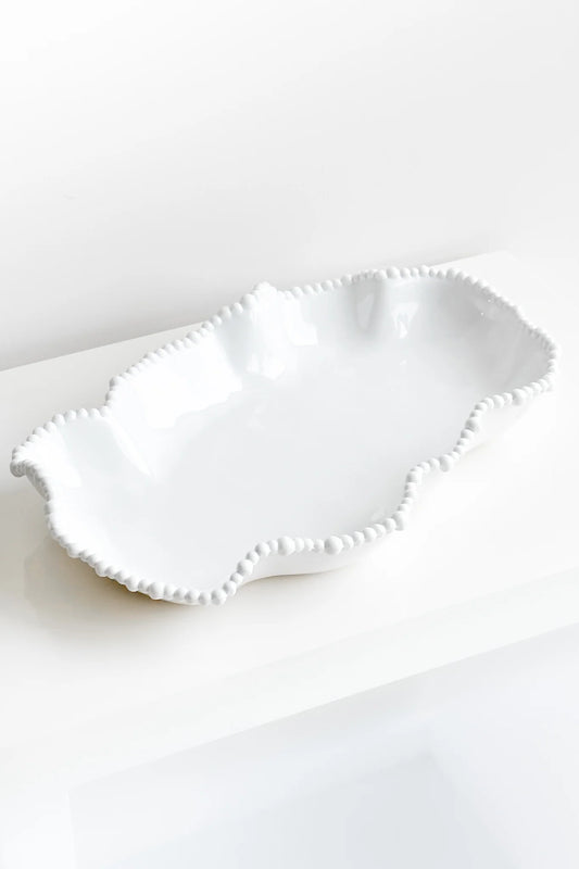Melamine pearl long serving dish