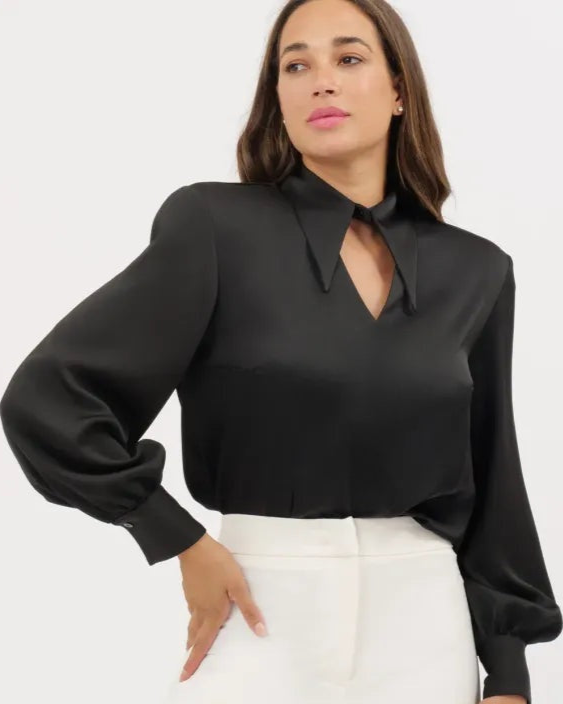 Camicia, deep collar blouse