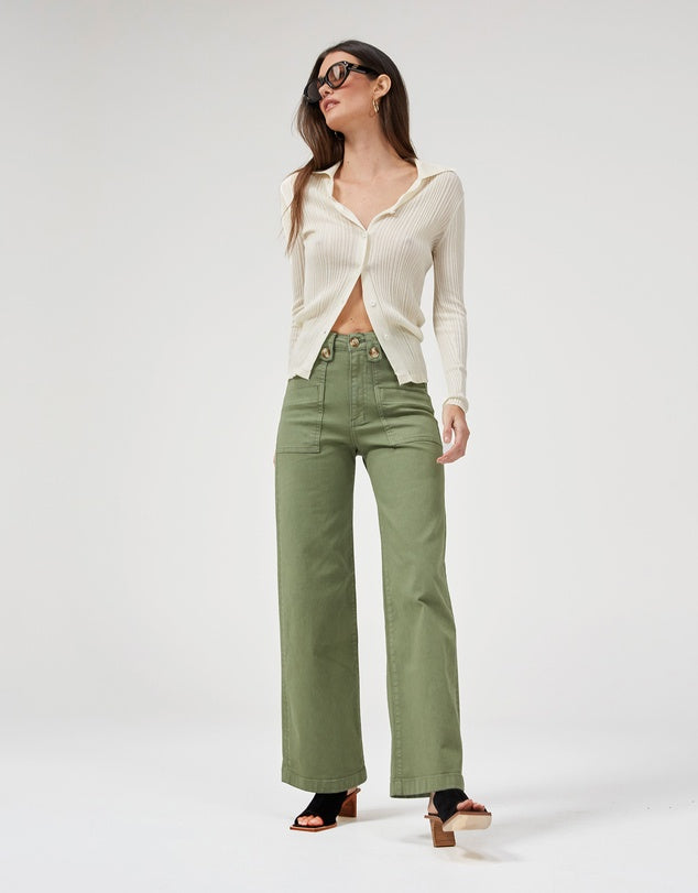 Carrie, oil green jeans