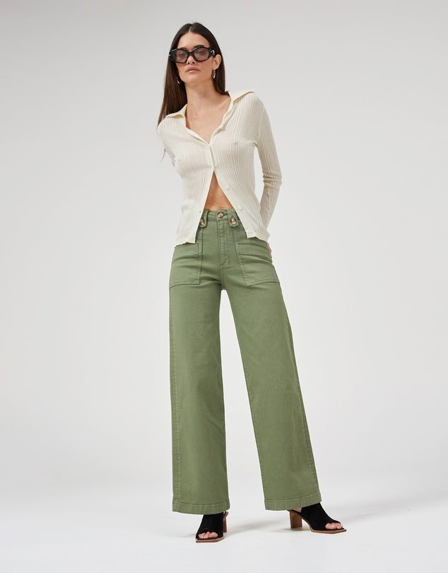 Carrie, oil green jeans