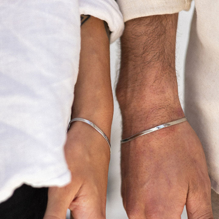 Bracelet, pure steel, snake