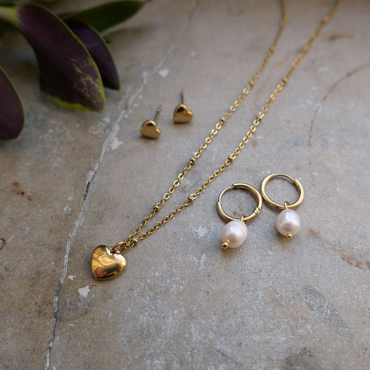 Earring, pure steel, freshwater pearl