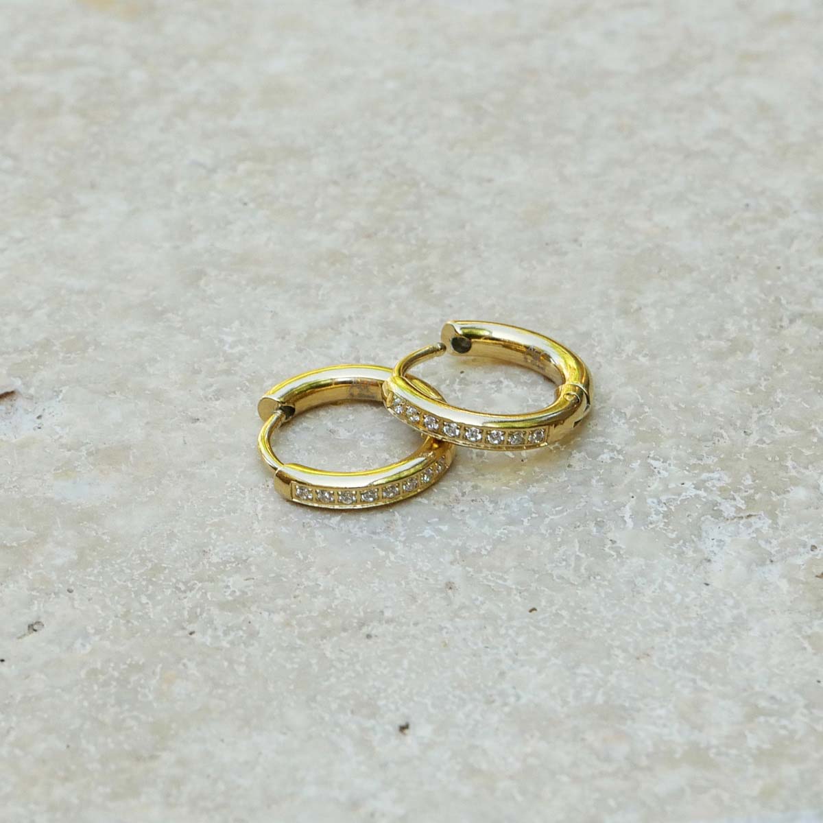 Earring, pure steel, small crystal