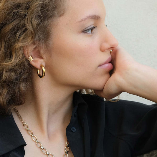 Earring, pure steel, chunky