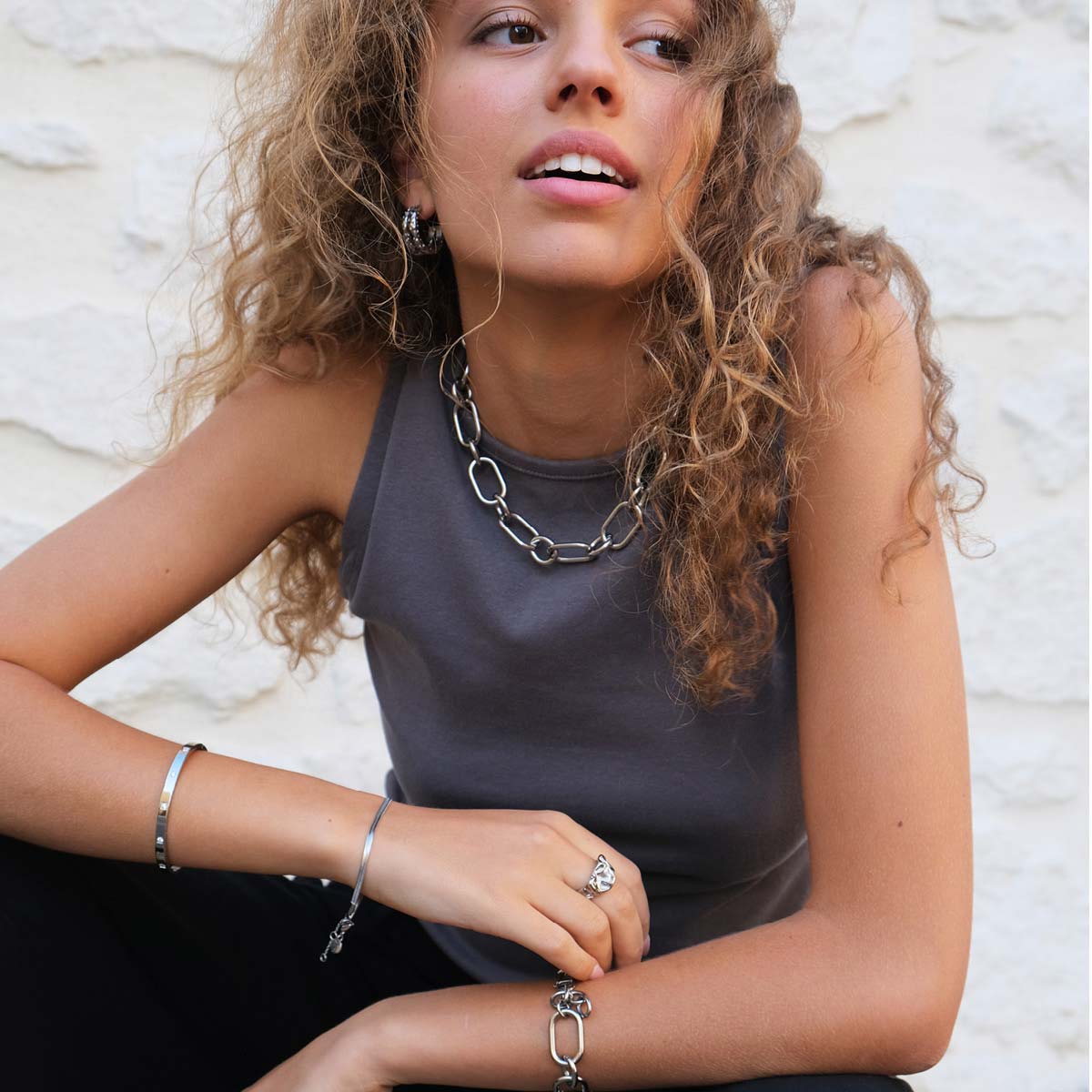 Necklace, pure steel, heavy link