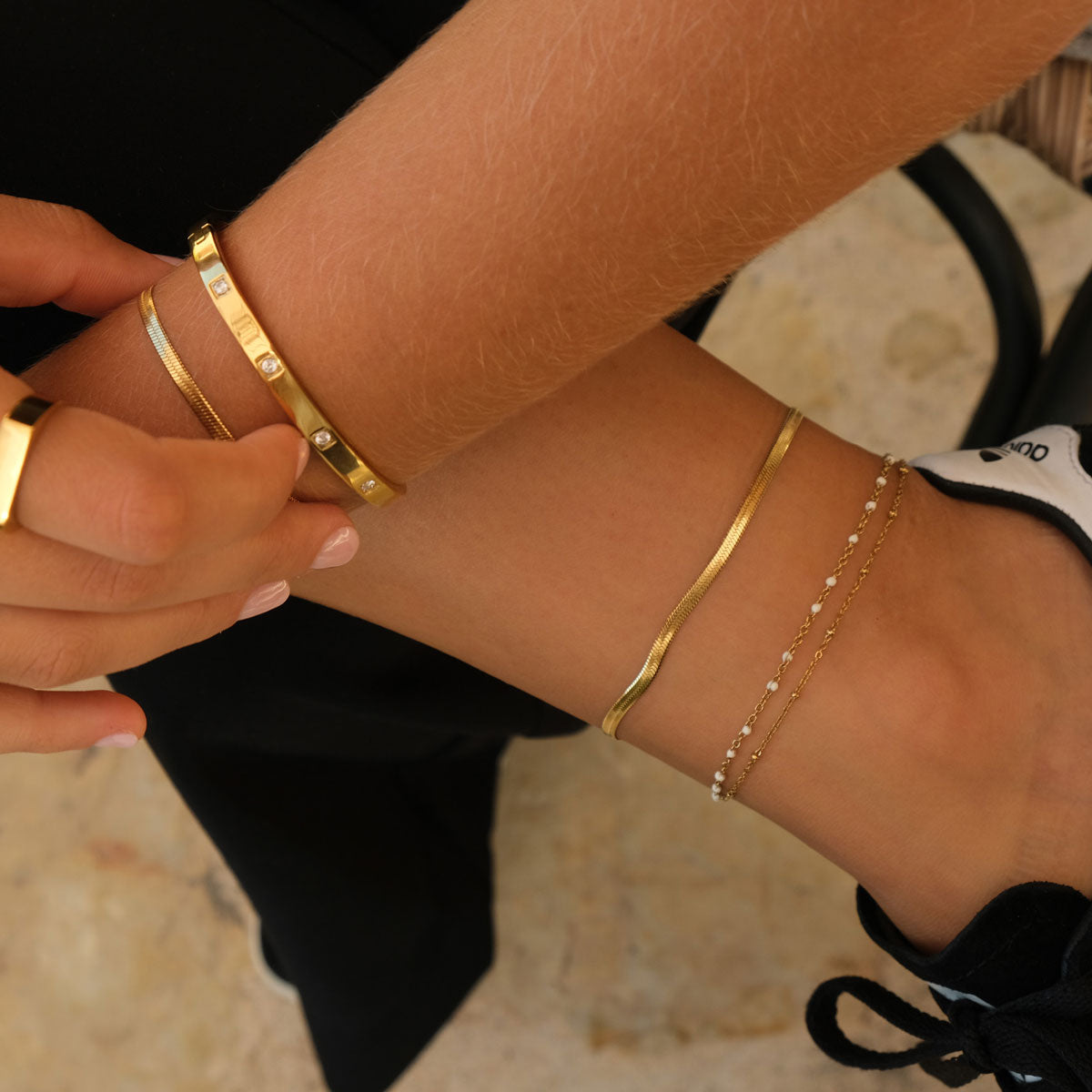 Bracelet, pure steel, with crystals