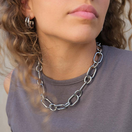 Necklace, pure steel, heavy link