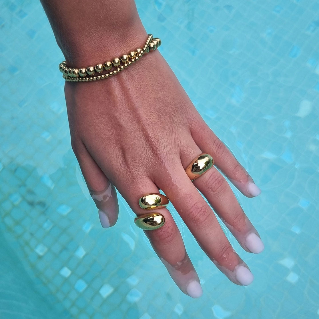 Bracelet, pure steel, double band balls