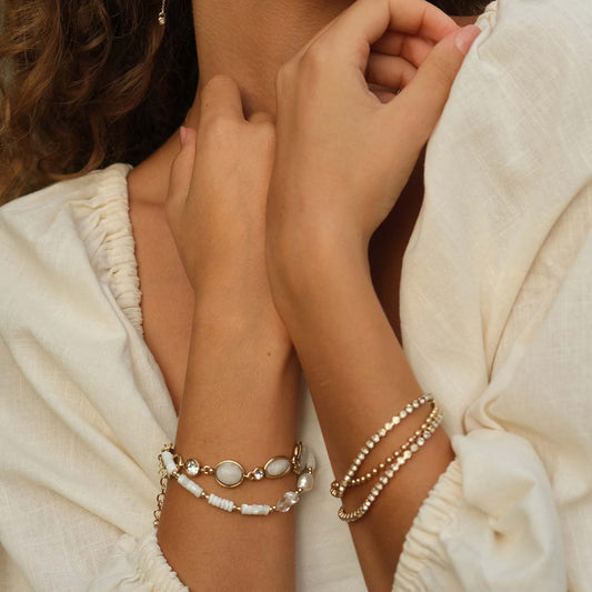 Bracelet, three rows crystal