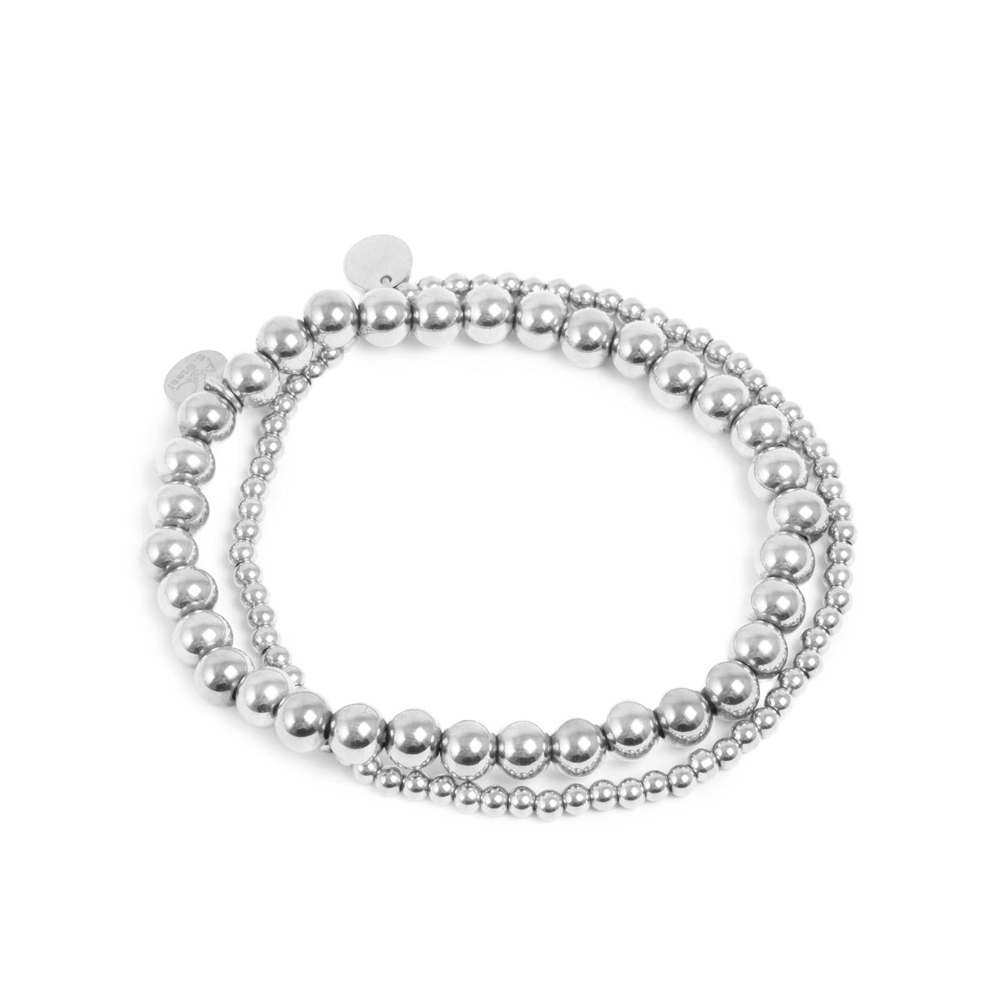 Bracelet, pure steel, double band balls