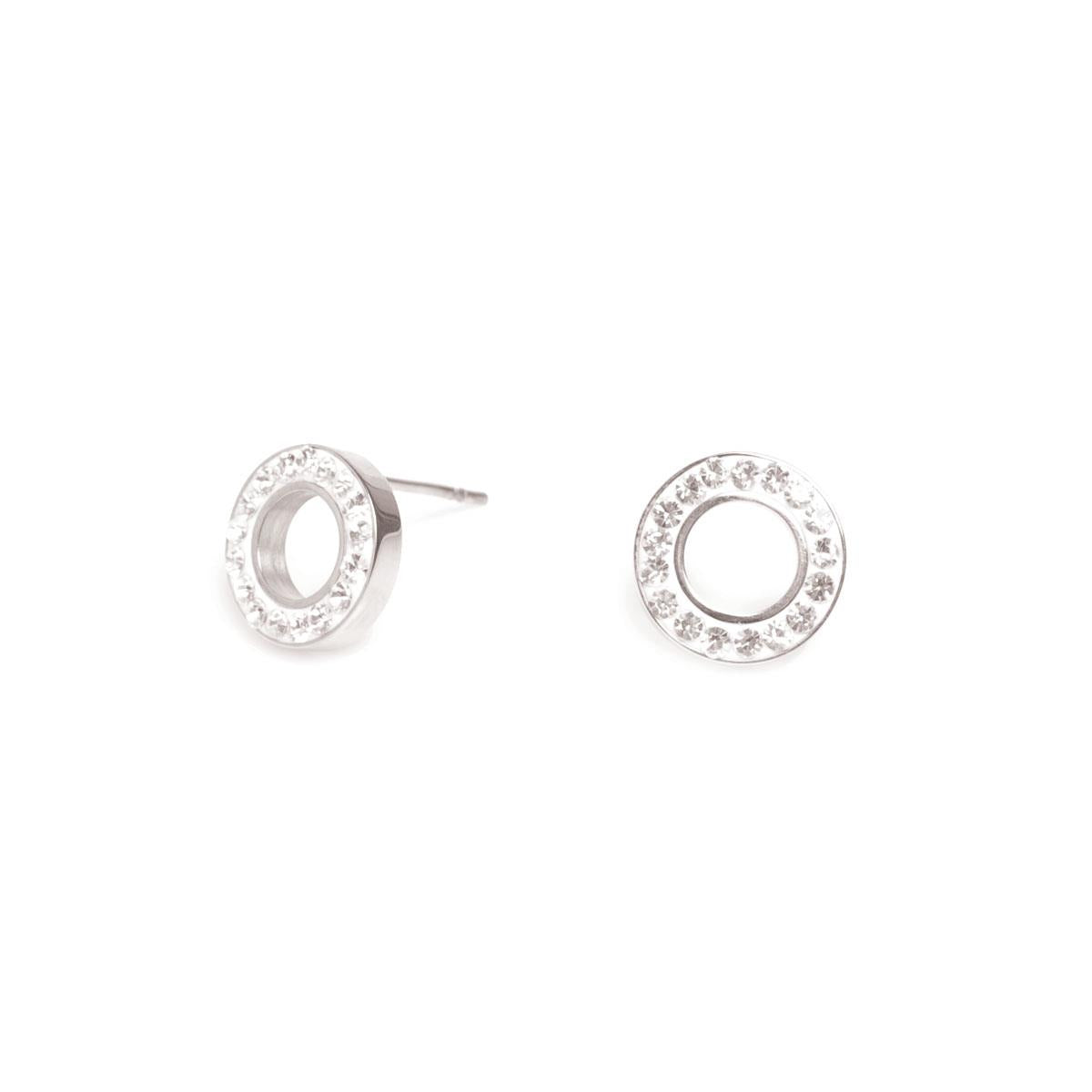 Earring, Pure Steel, crystal circle