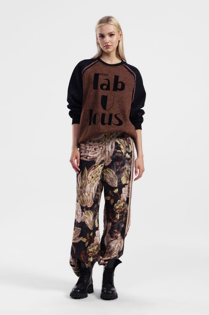 Wideleg pant with stripe