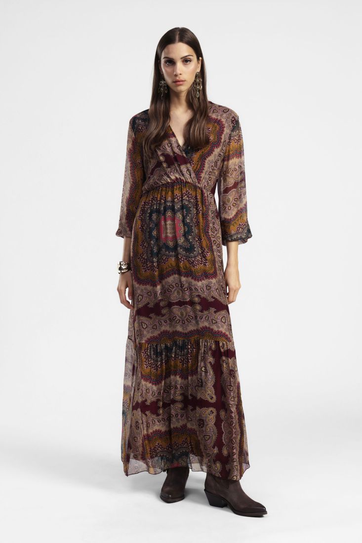 Vneck mock wrap bodice dress