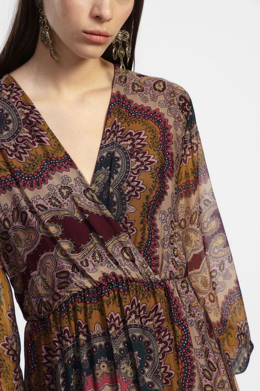 Vneck mock wrap bodice dress