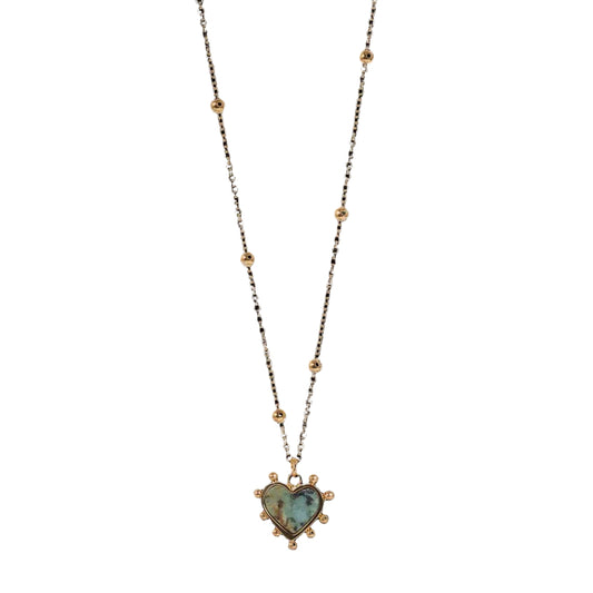 Necklace, pure steel, African turquoise