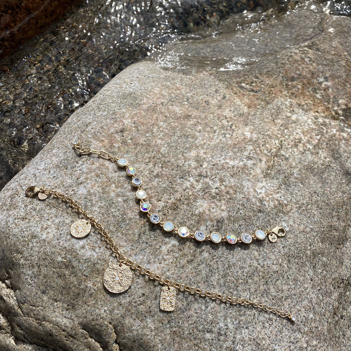 Bracelet, solstice, gold charms