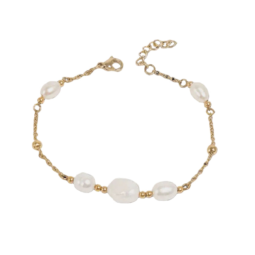 Bracelet, pure steel, pearl