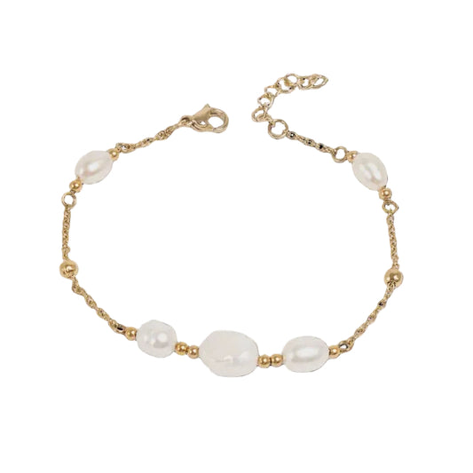 Bracelet, pure steel, pearl