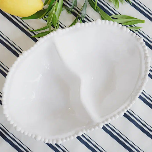 Melamine pearl double serving bowl