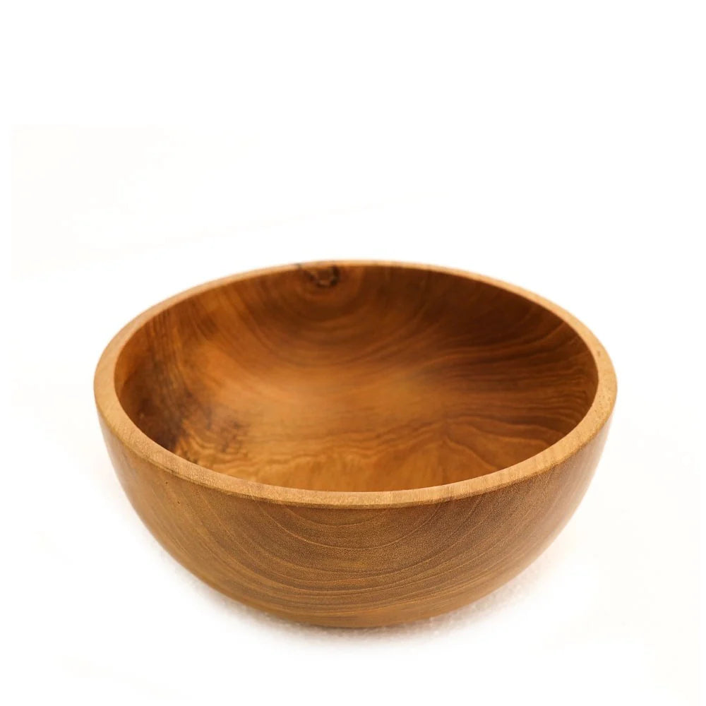 Teak round wooden bowl