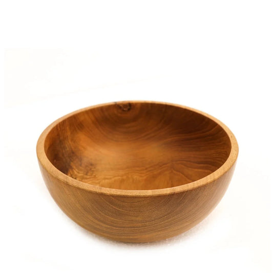 Teak round wooden bowl