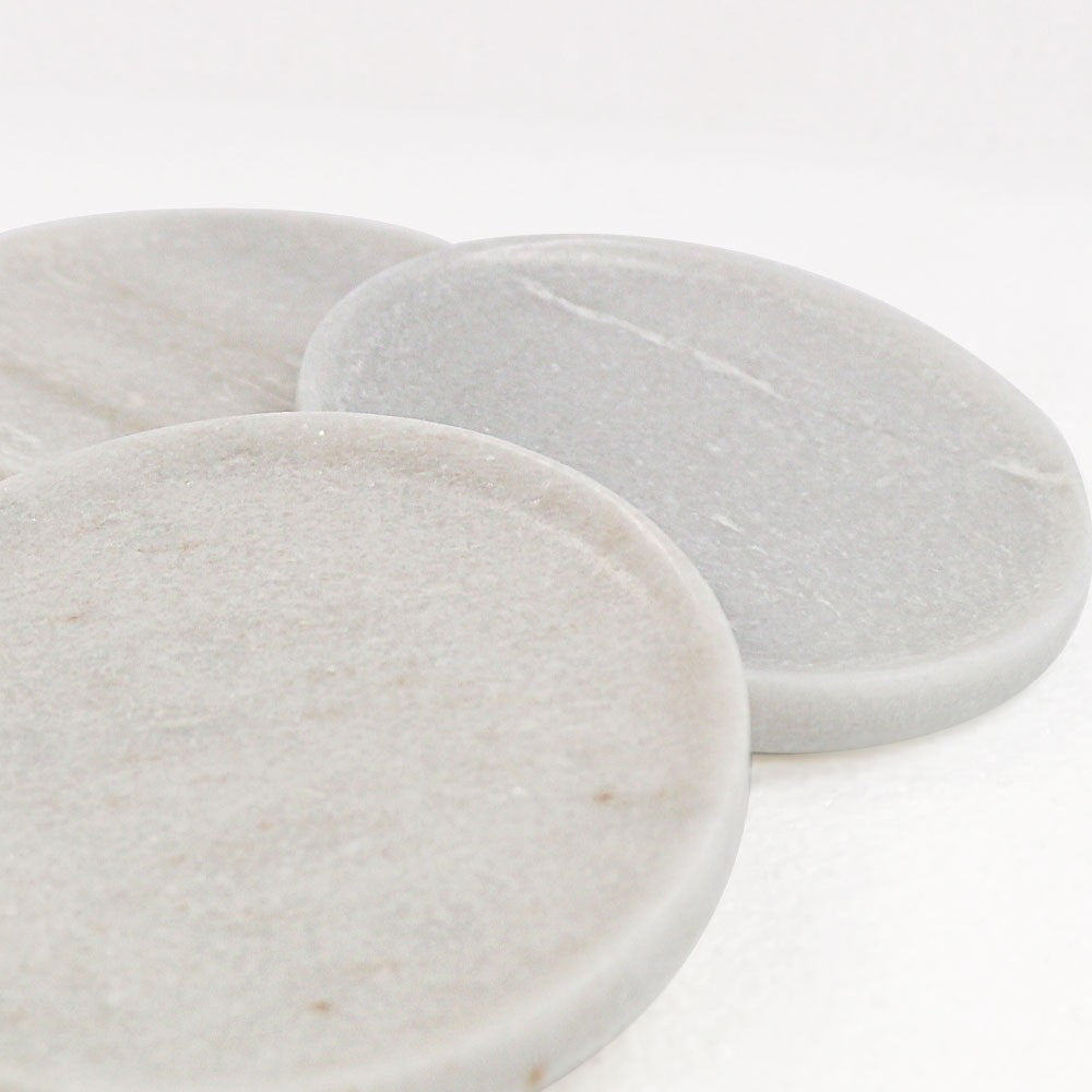 Marble Coasters round white