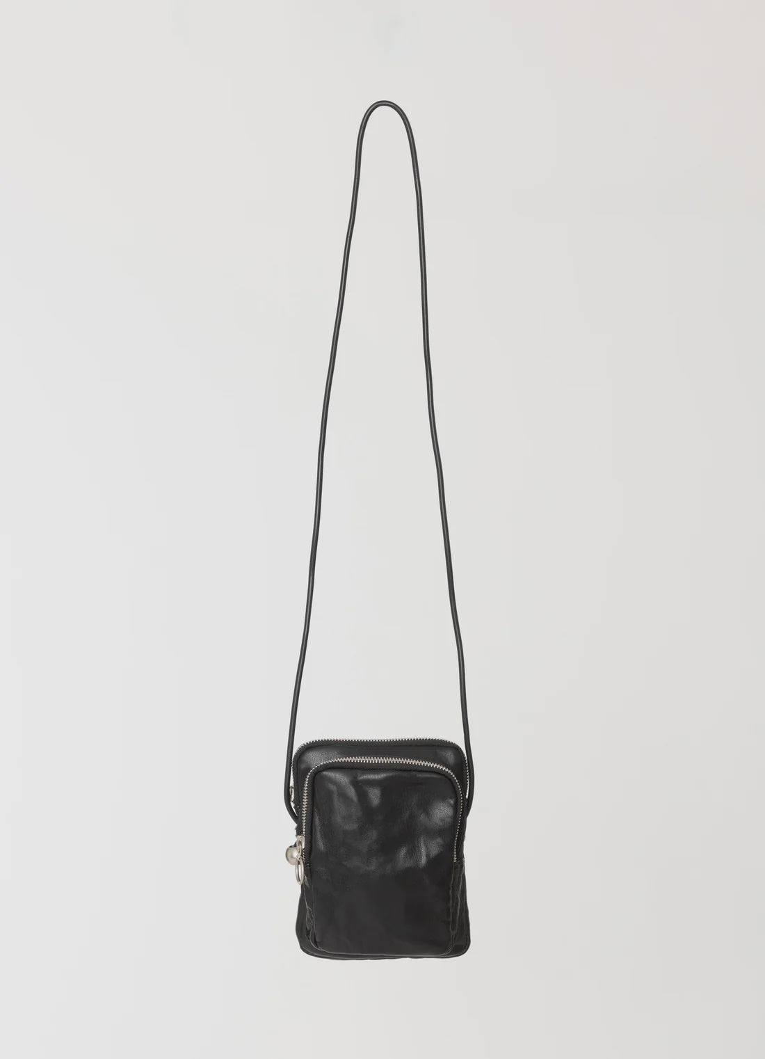 Pouch bag, black leather