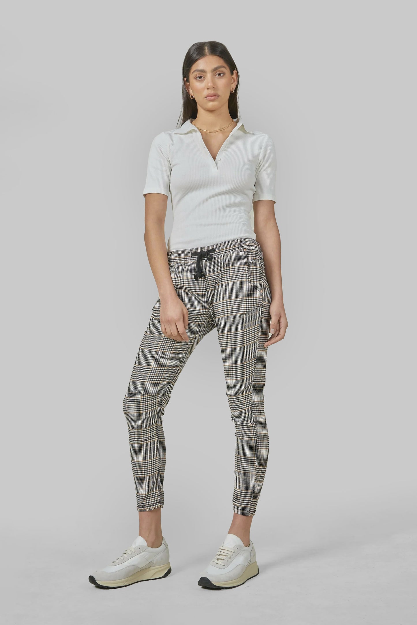 Active check jeans, fennel