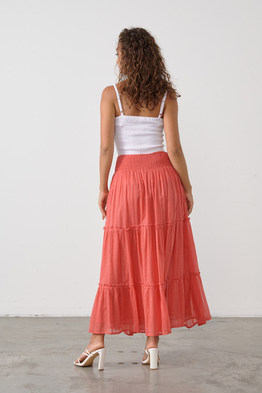 Tiered shirred skirt