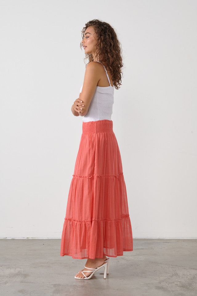 Tiered shirred skirt