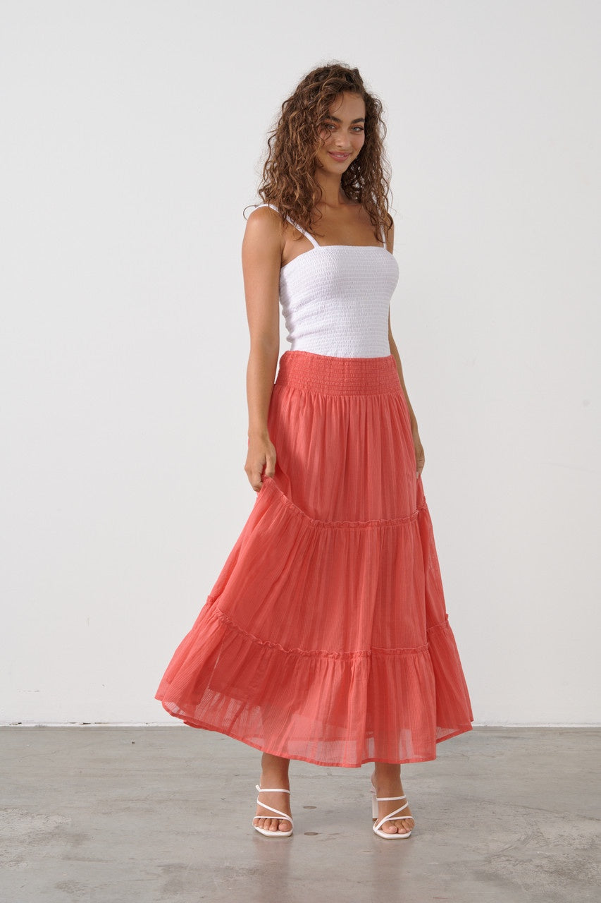 Tiered shirred skirt