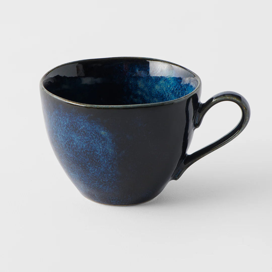 Indigo blue, coffee mug & saucer