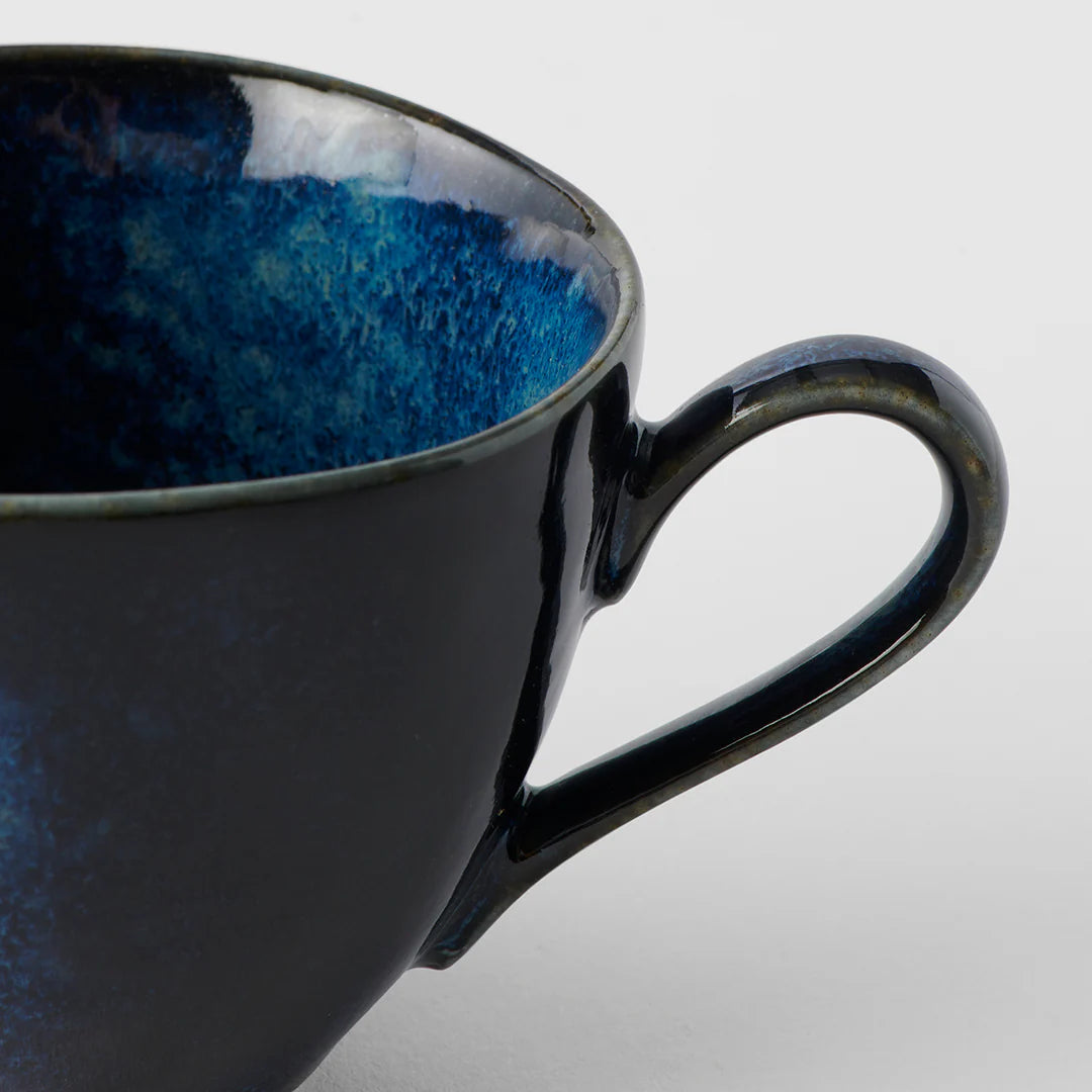 Indigo blue, coffee mug & saucer