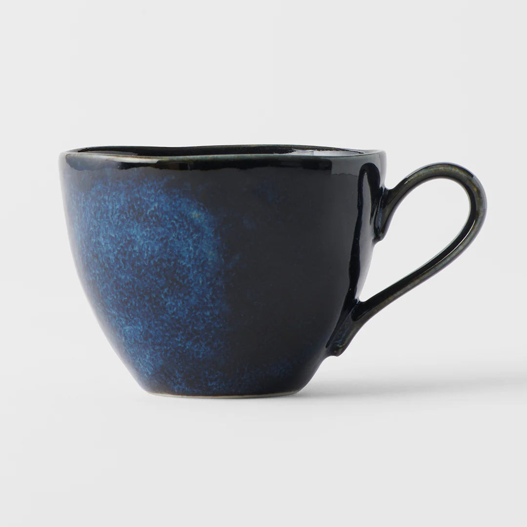 Indigo blue, coffee mug & saucer