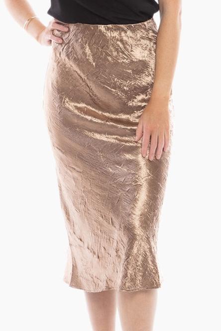 Milan bias cut skirt, bronze