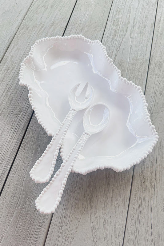 Melamine pearl long serving dish