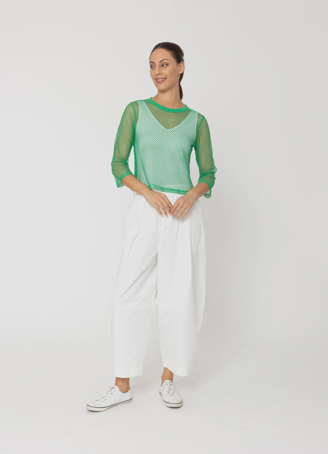 Arrow mesh top, 3/4 sleeve