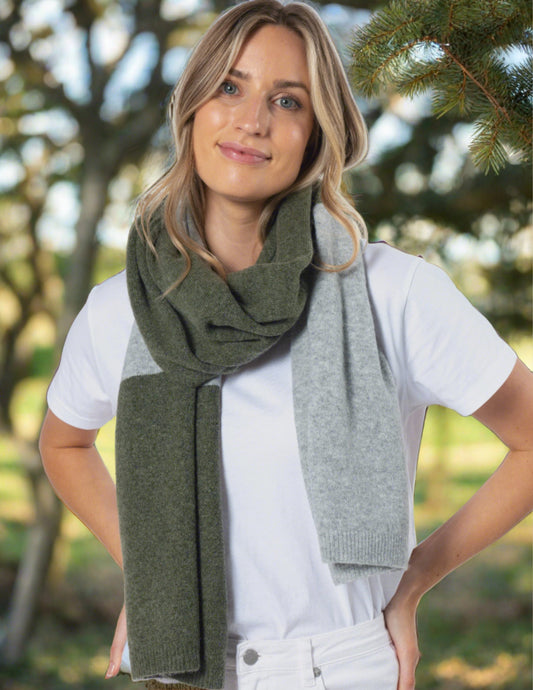 Colour block scarf sage/grey