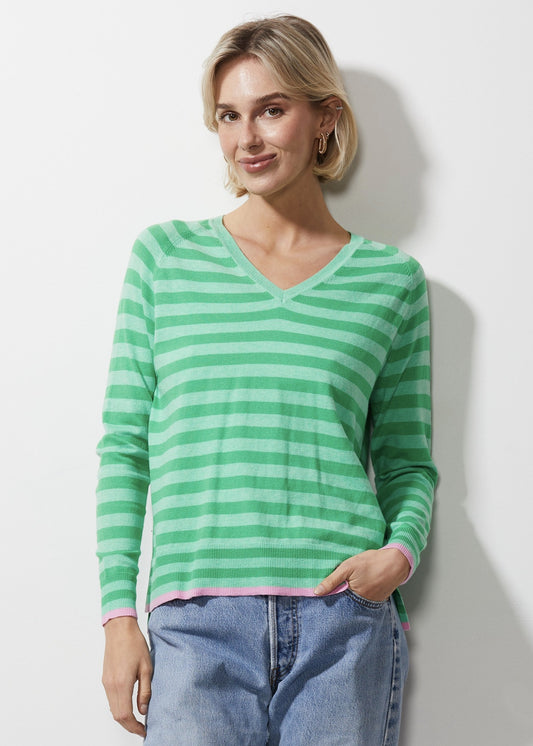 Essential stripe V jumper