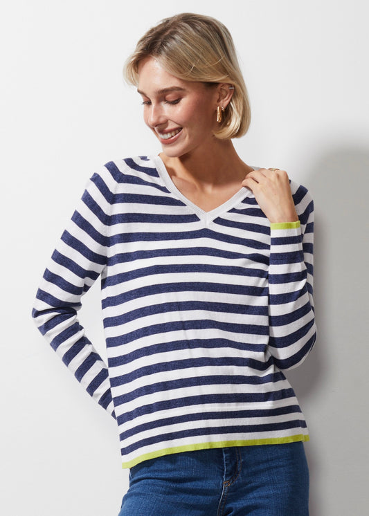 Essential stripe V jumper