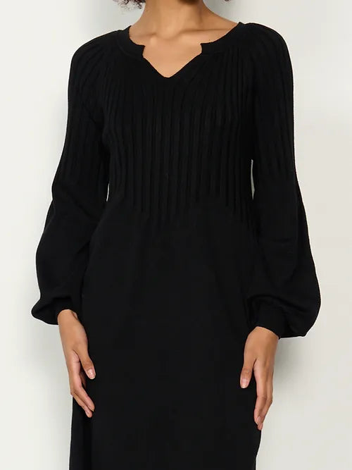 Half Rib Knit & Puff sleeve dress