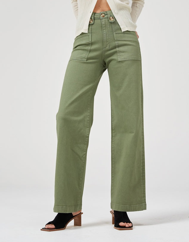 Carrie, oil green jeans